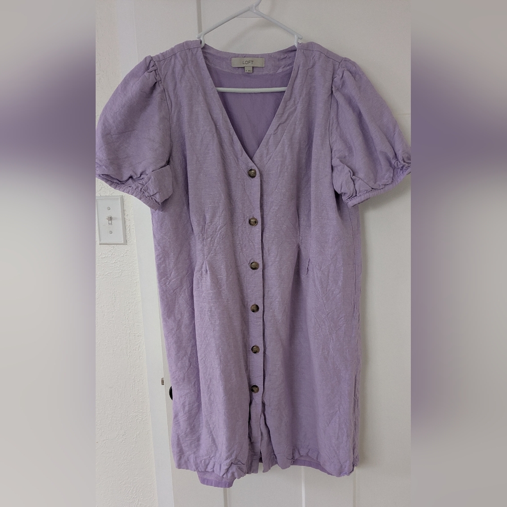 Loft Lavender Button-Down Dress